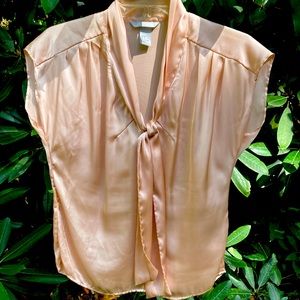 Silky blush blouse with front tie. Nearly new!